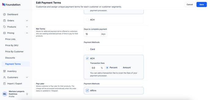 6. Enable Affirm in Foundation